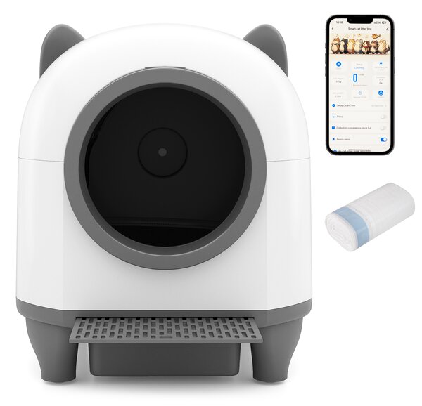 Costway Lettiera autopulente per multi-gatto e gatti anziani con 10 sensori radar di sicurezza, Lettiera elettrica con APP e sacchetti inclusi 80L
