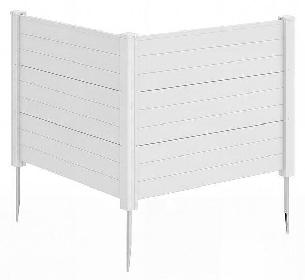 Costway Recinzione decorativa in plastica per giardino a forma di l, Recinzione esterna privacy con pali zincati senza scavo Bianco 