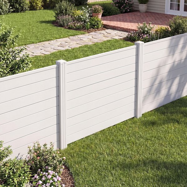 Costway Recinzione decorativa in plastica per giardino a forma di l, Recinzione esterna privacy con pali zincati senza scavo Bianco 