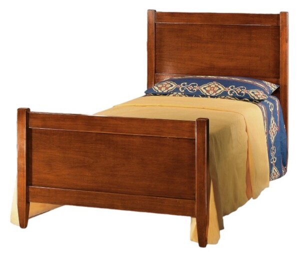 Letto singolo legno arte povera tinta noce l 98 h 108 p 210