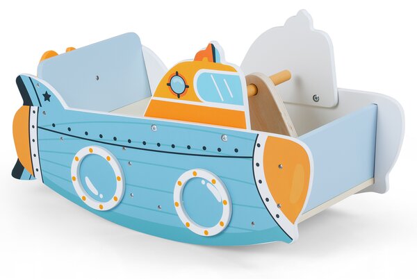 Costway Gioco da arrampicata montessori in legno per bambini con elica rotante, Set sottomarino dondolo per cameretta 1+ anni