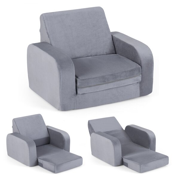 Costway Divano bambini pieghevole 3-in-1 convertibile in velluto di cristallo, Divano letto con copertura rimovibile per cameretta e asilo