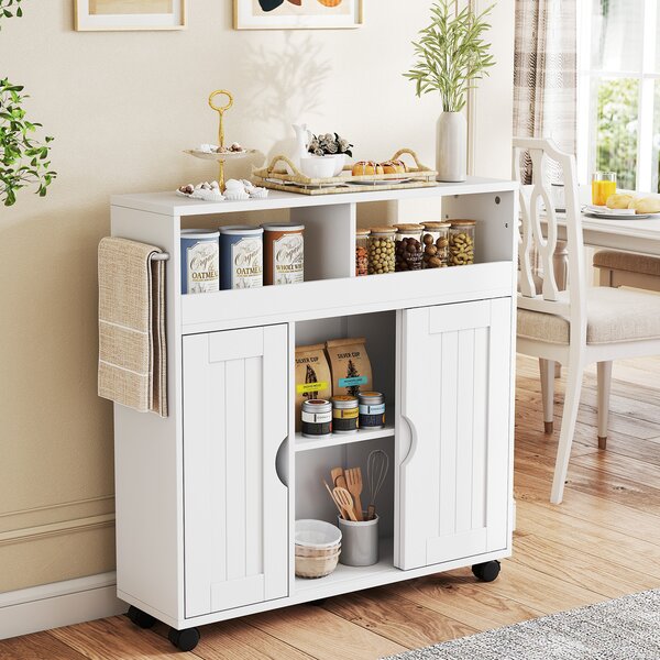 Costway Mobile bagno con ruote porta asciugamani e ripiano regolabile, Organizer laterale indipendente per soggiorno cucina e ingresso