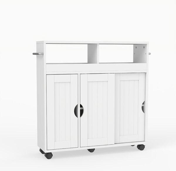 Costway Mobile bagno con ruote porta asciugamani e ripiano regolabile, Organizer laterale indipendente per soggiorno cucina e ingresso