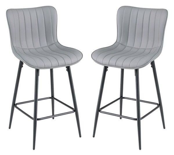 Costway Set 2 sgabelli da bar con schienale e seduta imbottita, Sgabello moderno con poggiapiedi per cucina sala e salotto Grigio