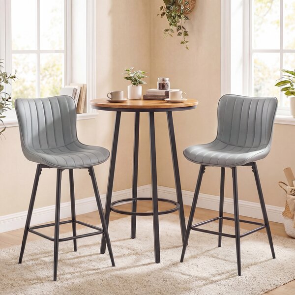 Costway Set 2 sgabelli da bar con schienale e seduta imbottita, Sgabello moderno con poggiapiedi per cucina sala e salotto Grigio
