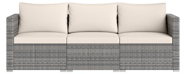 Costway Set divano modulari 3 pezzi per patio in rattan PE con cuscini morbidi, Arredamento esterno per veranda giardino e piscina 67 x 67 x 61,5 cm Beige