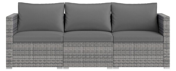 Costway Set divano modulari 3 pezzi per patio in rattan PE con cuscini morbidi, Arredamento esterno per veranda giardino e piscina 67 x 67 x 61,5 cm Grigio 