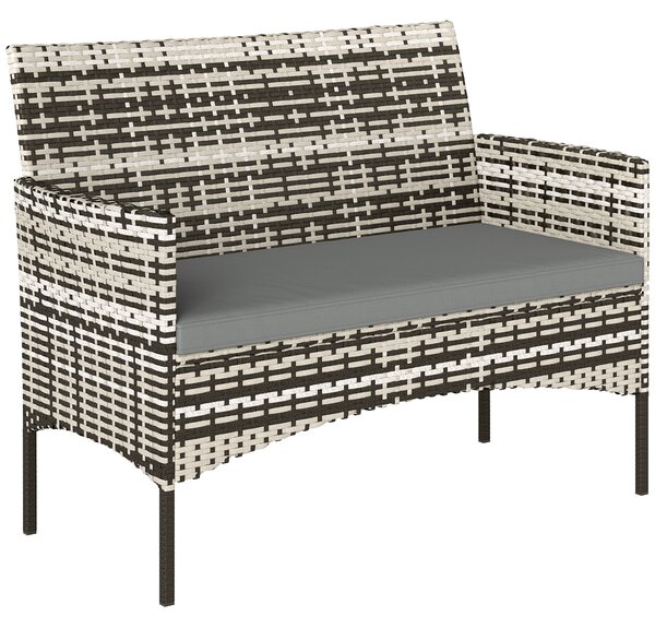 Outsunny Divano da giardino 2 posti in resina intrecciata con cuscini divano da esterno con braccioli 115 x 63 x 85 cm grigio chiaro | Aosom Italy