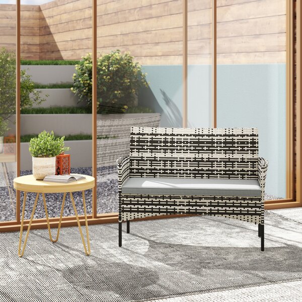 Outsunny Divano da giardino 2 posti in resina intrecciata con cuscini divano da esterno con braccioli 115 x 63 x 85 cm grigio chiaro | Aosom Italy