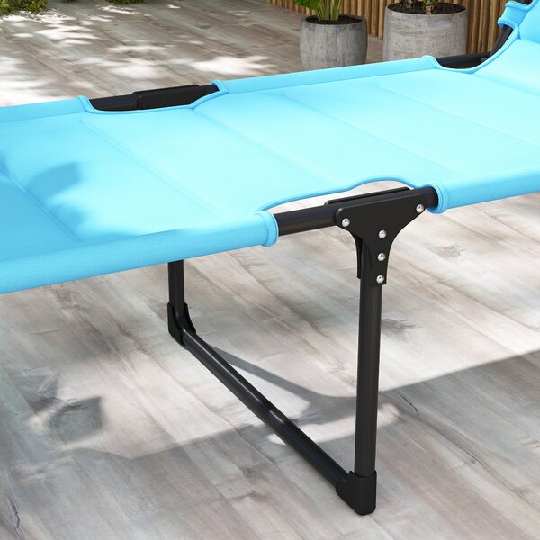 Outsunny Lettino da Giardino con Tettuccio Regolabile Schienale Regolabile 4 Livelli Poggiatesta per Terrazza 70x200x45 cm Azzurro Chiaro | Aosom Italy