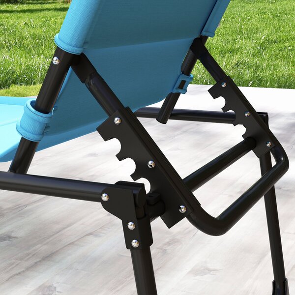 Outsunny Lettino da Giardino con Tettuccio Regolabile Schienale Regolabile 4 Livelli Poggiatesta per Terrazza 70x200x45 cm Azzurro Chiaro | Aosom Italy