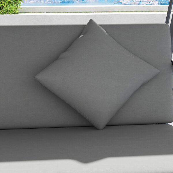 Outsunny Dondolo da giardino convertibile 3 posti Inclinazione Tetto regolabile Materasso 200 x 125 x 170 cm metallo Poliestere Grigio chiaro | Aosom Italy
