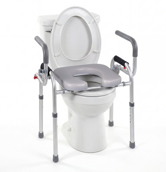 Costway Rialzo per sedile wc con supporto laterale altezza regolabile, Seduta regolabile in altezza anziani donne incinte e pazienti Grigio