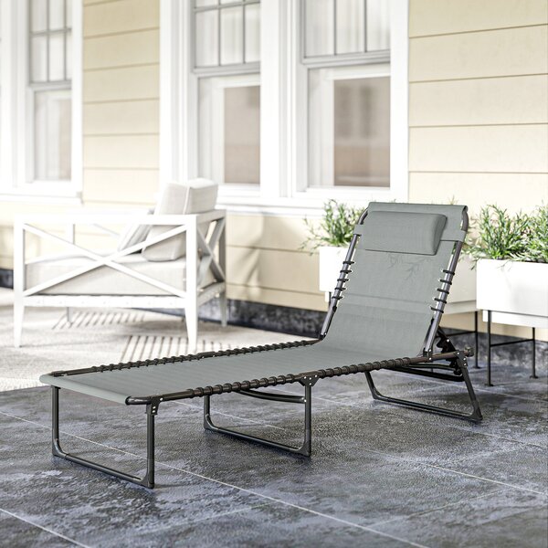 Outsunny Lettino prendisole, pieghevole, rivestimento traspirante, telaio metallico, 189 x 58 x 30 cm, Grigio chiaro | Aosom Italy