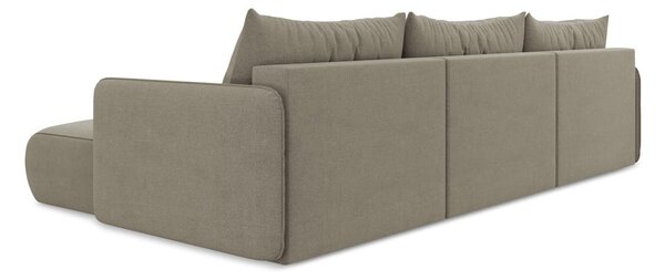 Divano angolare beige allungabile/con contenitore Nanea – Makamii