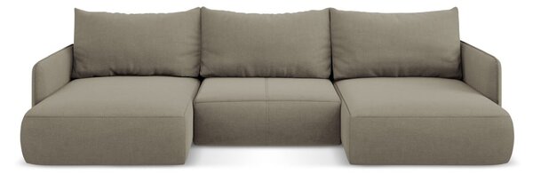 Divano angolare beige allungabile/con contenitore Nanea – Makamii