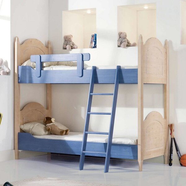 Letto a castello legno abete shabby azzurro e miele 93x205x186 (2232)