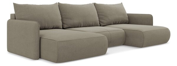 Divano angolare beige allungabile/con contenitore Nanea – Makamii