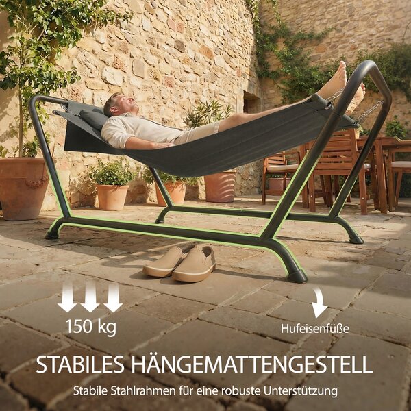 Outsunny Amaca con Struttura 237 x 90 cm Amaca a barra con Tasca Laterale, Poggiatesta Telaio in Metallo fino a 150 kg | Aosom Italy
