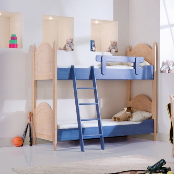 Letto a castello legno abete shabby azzurro e miele 93x205x186 (2232)