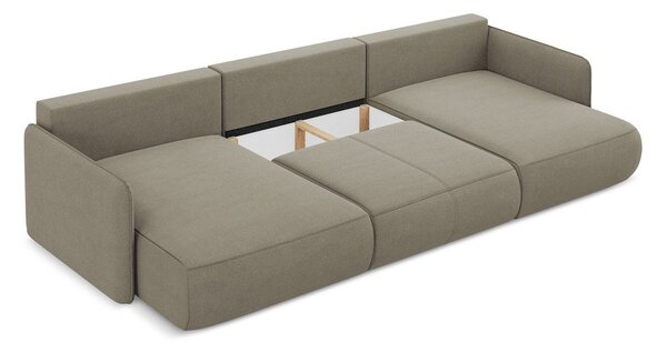 Divano angolare beige allungabile/con contenitore Nanea – Makamii