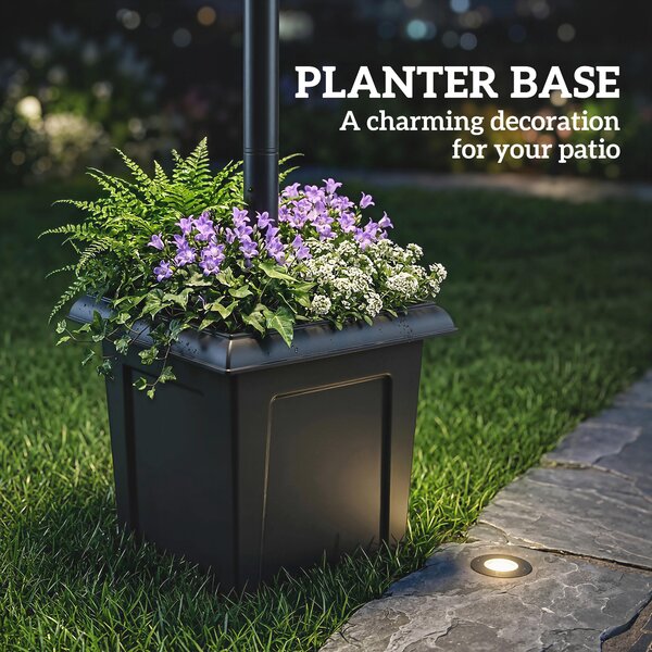 Outsunny Lampione Solare da Giardino da Esterno con Fioriera 2 Testate Impermeabile IP44 Accensione/Spegnimento Automatico Altezza Regolabile | Aosom Italy