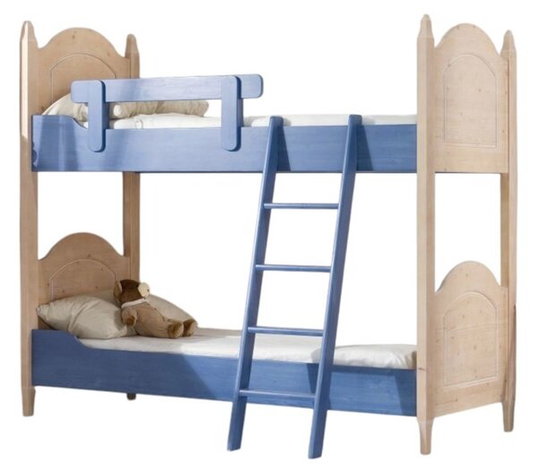 Letto a castello legno abete shabby azzurro e miele 93x205x186 (2232)