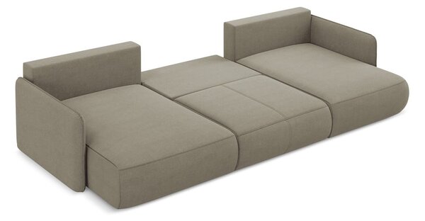 Divano angolare beige allungabile/con contenitore Nanea – Makamii