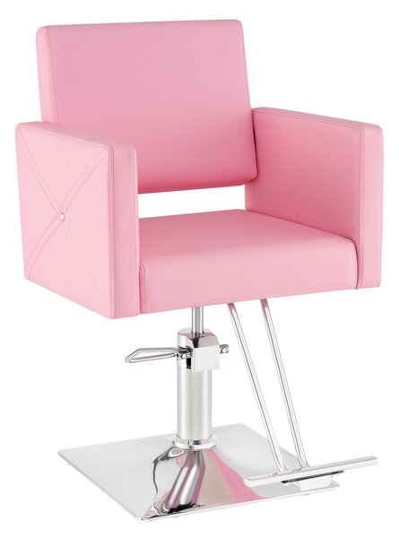 Costway Sedia da barbiere con pompa idraulica pesante, Sedia da salone di bellezza con base galvanica portat 150kg Rosa