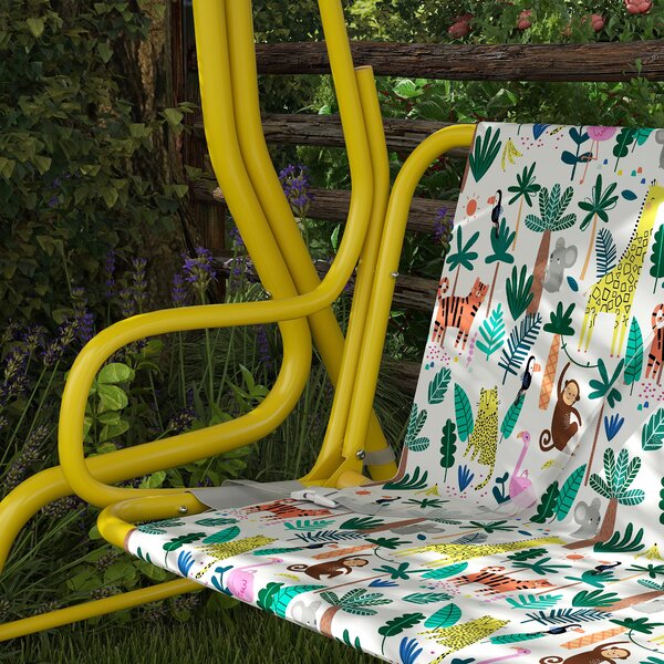 AIYAPLAY Altalena Hollywood per bambini 2 posti con tettuccio regolabile e cintura di sicurezza per 3-6 anni fino a 60 kg 112x75x120cm Verde | Aosom Italy