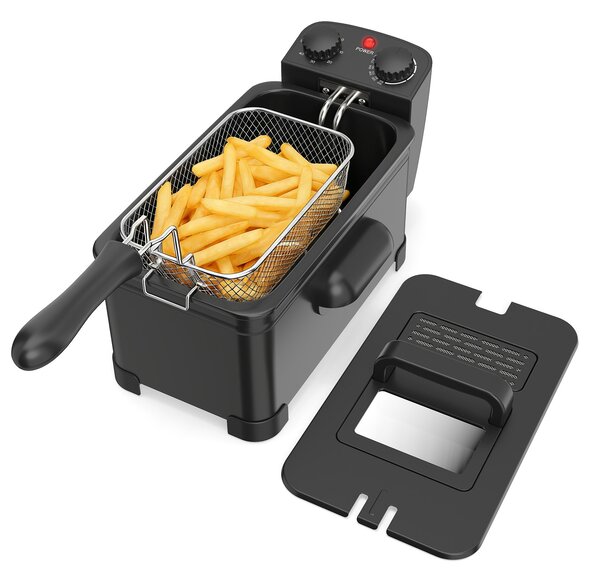Costway Friggitrice professionale elettrica da 3 l e 1700w con cestello estraibile, Friggitrice ad olio con timer e termostato regolabile per casa