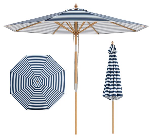 Costway Ombrellone per giardino con inclinazione parte superiore ventilata, Parasole esterno bambù 280 cm spiaggia e bordo piscina Blu