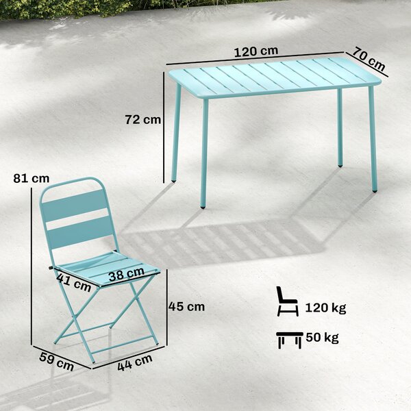 Outsunny Set da Pranzo da Esterno 5 Pezzi, Set da Giardino per 4 Persone con Piano a Doghe e Sedie Pieghevoli, Verde Chiaro | Aosom Italy