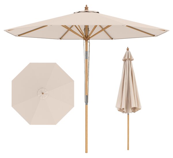 Costway Ombrellone per giardino con inclinazione parte superiore ventilata, Parasole esterno bambù 280 cm spiaggia e bordo piscina Beige