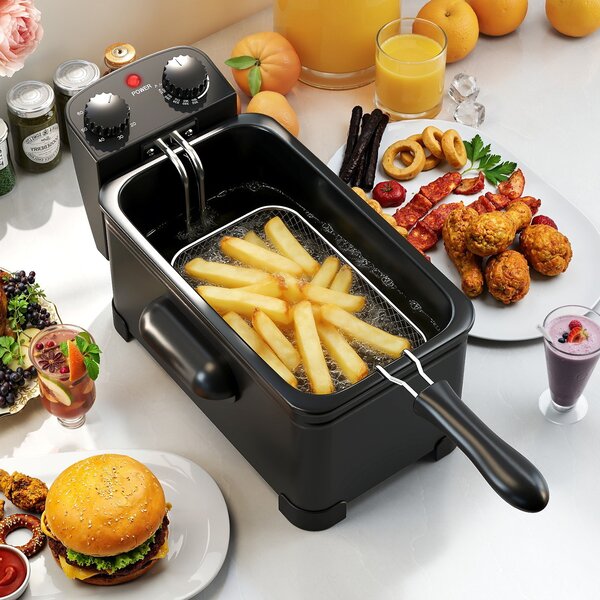 Costway Friggitrice professionale elettrica da 3 l e 1700w con cestello estraibile, Friggitrice ad olio con timer e termostato regolabile per casa
