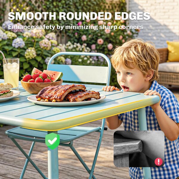 Outsunny Set da Pranzo da Esterno 5 Pezzi, Set da Giardino per 4 Persone con Piano a Doghe e Sedie Pieghevoli, Verde Chiaro | Aosom Italy