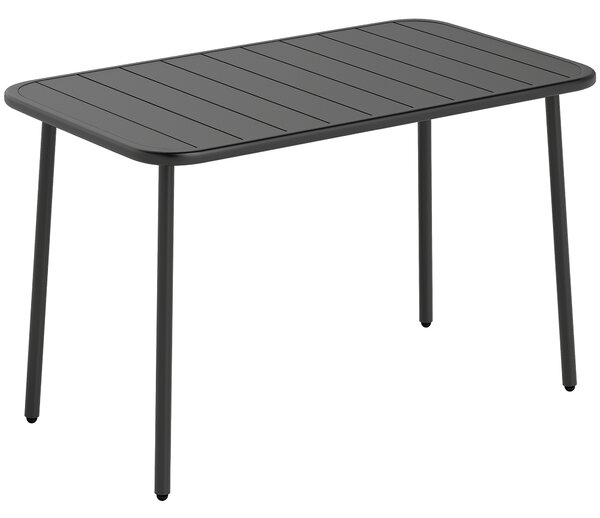 Outsunny Tavolo da Pranzo da Giardino Rettangolare 120x70x72 cm in Acciaio con Piano a Doghe per 4 Persone Grigio | Aosom Italy