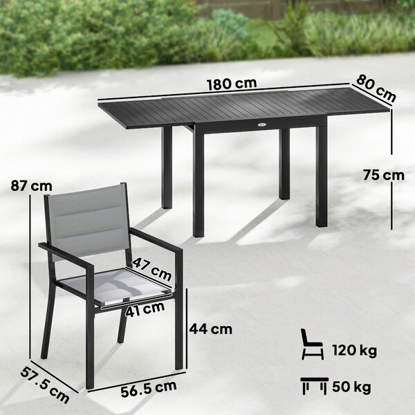 Outsunny Set Pranzo Esterni 7 Pezzi, Tavolo e Sedie in Alluminio per 6 Persone. | Aosom Italy