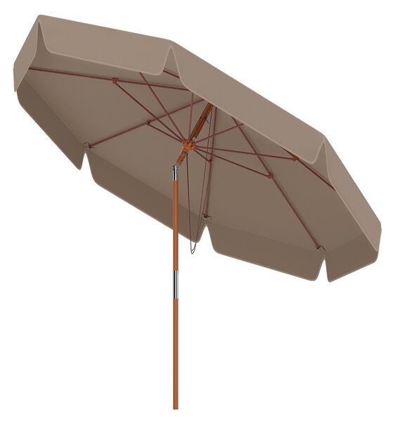 Costway Ombrellone da patio scallopato 300 cm con inclinazione a pulsante 8 stecche, Parasole esterno per giardino spiaggia piscina Khaki