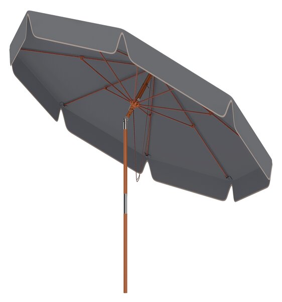 Costway Ombrellone da patio scallopato 300 cm con inclinazione a pulsante 8 stecche, Parasole esterno per giardino spiaggia piscina Grigio