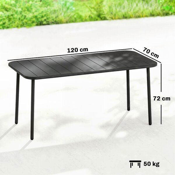 Outsunny Tavolo da Pranzo da Giardino Rettangolare 120x70x72 cm in Acciaio con Piano a Doghe per 4 Persone Grigio | Aosom Italy