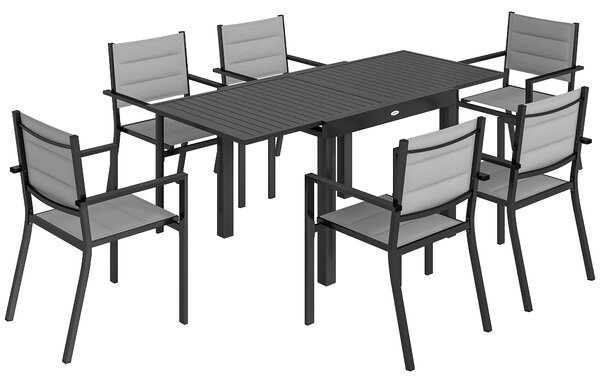 Outsunny Set Pranzo Esterni 7 Pezzi, Tavolo e Sedie in Alluminio per 6 Persone. | Aosom Italy