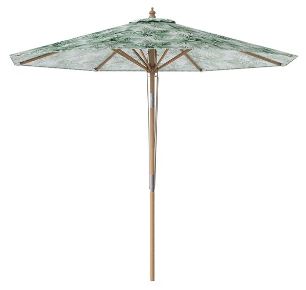 Costway Ombrellone da giardino da 270 cm con tettuccio di ventilazione e 8 stecche in legno, Parasole da esterno per cortile e balcone Verde