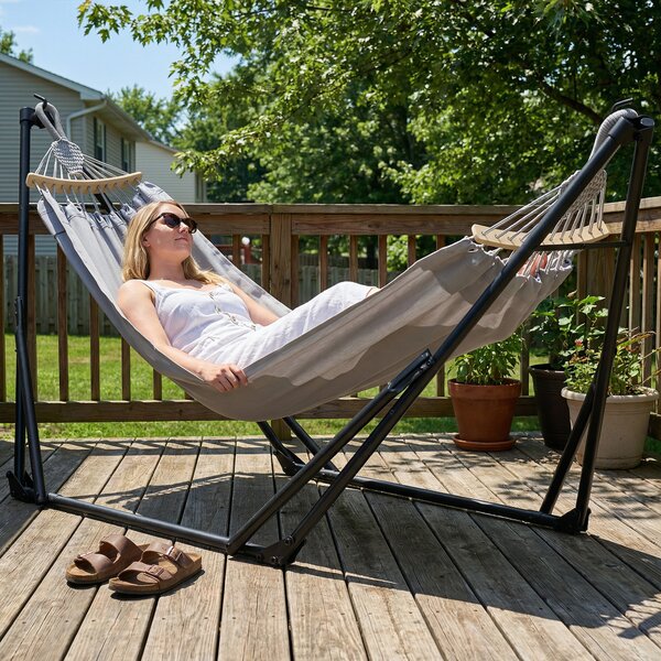 Outsunny Supporto con Amaca Pieghevole in Acciaio, 2 in 1 per Amaca o Sedia Sospesa, Borsa da Trasporto Inclusa 268x89x100cm Grigio | Aosom Italy