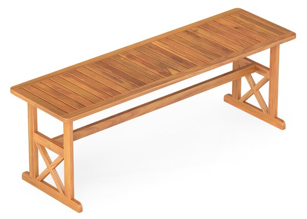 Costway Panchina da esterno in legno di acacia per 2-3 persone, Panchina senza schienale per patio giardino e veranda