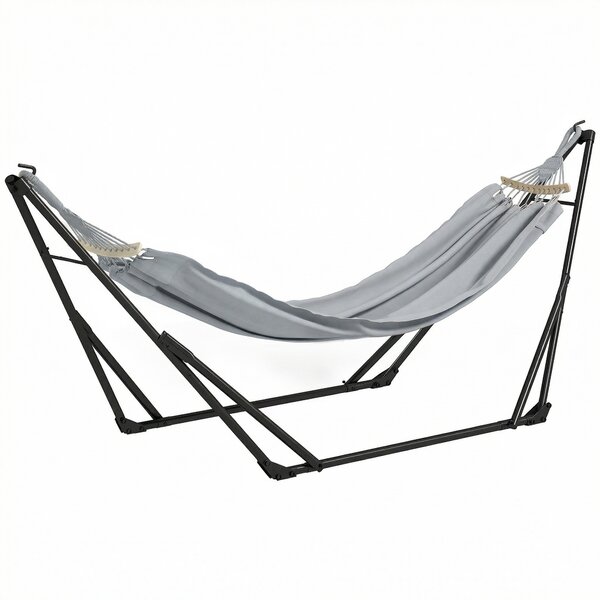 Outsunny Supporto con Amaca Pieghevole in Acciaio, 2 in 1 per Amaca o Sedia Sospesa, Borsa da Trasporto Inclusa 268x89x100cm Grigio | Aosom Italy