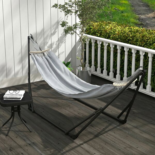 Outsunny Supporto con Amaca Pieghevole in Acciaio, 2 in 1 per Amaca o Sedia Sospesa, Borsa da Trasporto Inclusa 268x89x100cm Grigio | Aosom Italy