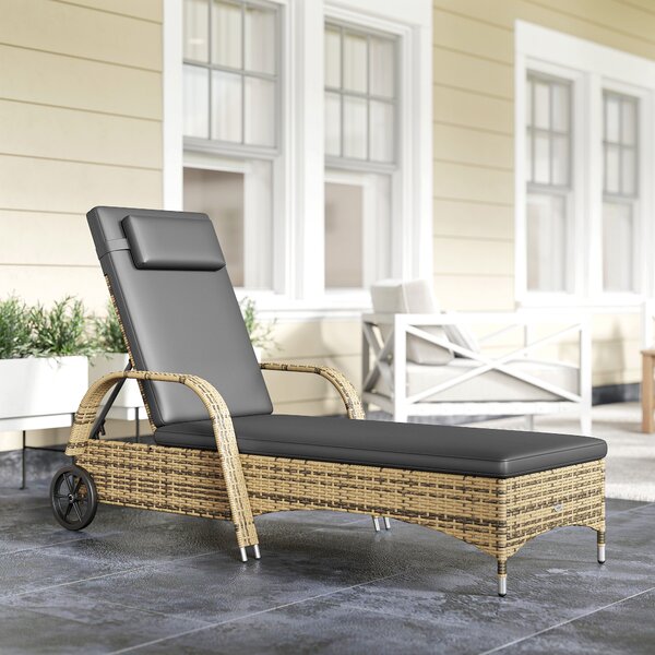 Outsunny Lettino prendisole materasso inclinazione regolabile multiposizioni braccioli ruote 200 x 73 x 30-103 cm giallo | Aosom Italy