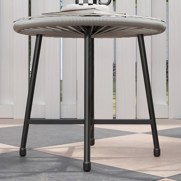 Outsunny Set di mobili da giardino 3 pezzi, 2 sedie in PE-Rattan, 1 tavolo con piano in vetro, struttura in acciaio, mobili da esterno, Grigio | Aosom Italy